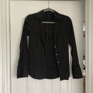 Express Black And White Pinstriped Button Down